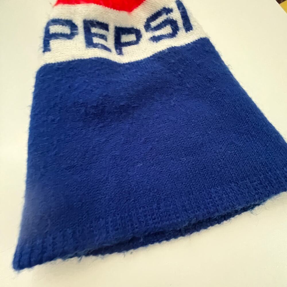 Vintage 1970s Knit Pepsi Stocking Cap Winter Beanie Hat TF9 - Picture 3 of 6